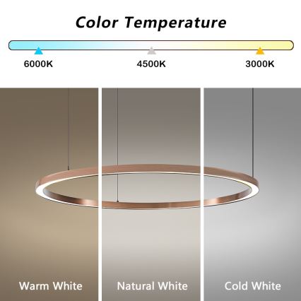 Immax NEO 07327L - pritemdomas LED pakabinamas šviestuvas ant laido FINO LED/55W/230V 80 cm rožinio aukso Tuya + nuotolinis valdymas