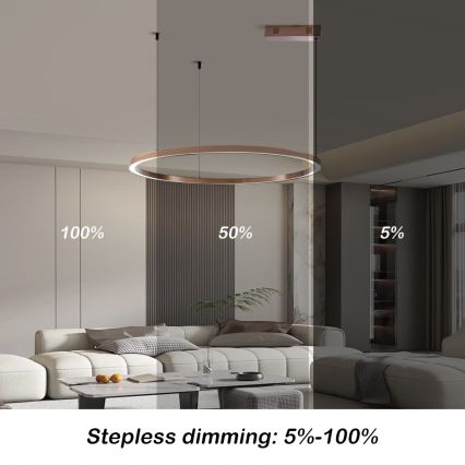 Immax NEO 07327L - pritemdomas LED pakabinamas šviestuvas ant laido FINO LED/55W/230V 80 cm rožinio aukso Tuya + nuotolinis valdymas