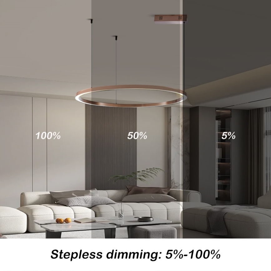 Immax NEO 07327L - pritemdomas LED pakabinamas šviestuvas ant laido FINO LED/55W/230V 80 cm rožinio aukso Tuya + nuotolinis valdymas