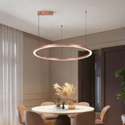 Immax NEO 07327L - pritemdomas LED pakabinamas šviestuvas ant laido FINO LED/55W/230V 80 cm rožinio aukso Tuya + nuotolinis valdymas