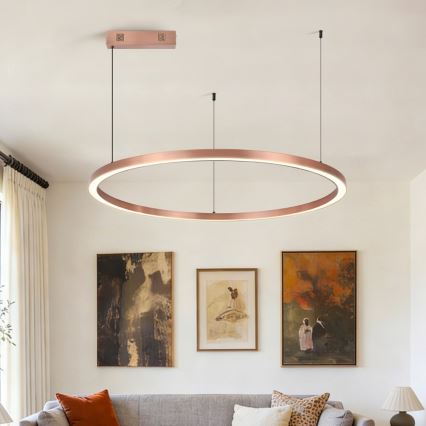 Immax NEO 07327L - pritemdomas LED pakabinamas šviestuvas ant laido FINO LED/55W/230V 80 cm rožinio aukso Tuya + nuotolinis valdymas