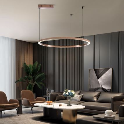 Immax NEO 07327L - pritemdomas LED pakabinamas šviestuvas ant laido FINO LED/55W/230V 80 cm rožinio aukso Tuya + nuotolinis valdymas