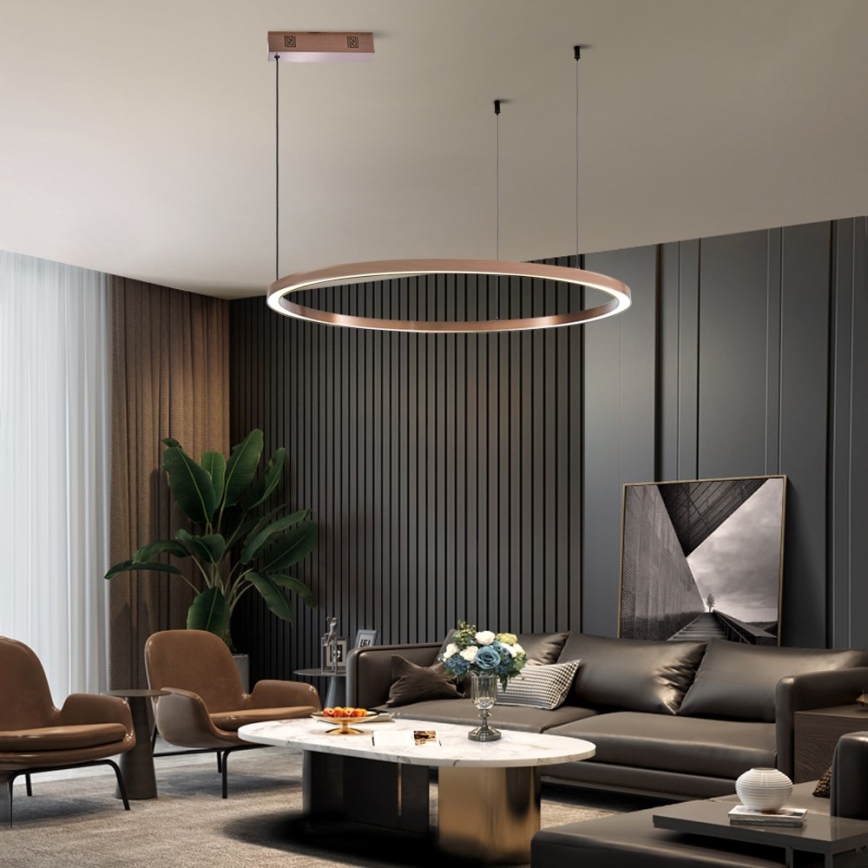 Immax NEO 07327L - pritemdomas LED pakabinamas šviestuvas ant laido FINO LED/55W/230V 80 cm rožinio aukso Tuya + nuotolinis valdymas
