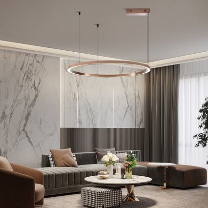 Immax NEO 07327L - pritemdomas LED pakabinamas šviestuvas ant laido FINO LED/55W/230V 80 cm rožinio aukso Tuya + nuotolinis valdymas