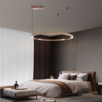 Immax NEO 07327L - pritemdomas LED pakabinamas šviestuvas ant laido FINO LED/55W/230V 80 cm rožinio aukso Tuya + nuotolinis valdymas