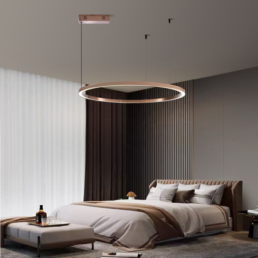Immax NEO 07327L - pritemdomas LED pakabinamas šviestuvas ant laido FINO LED/55W/230V 80 cm rožinio aukso Tuya + nuotolinis valdymas