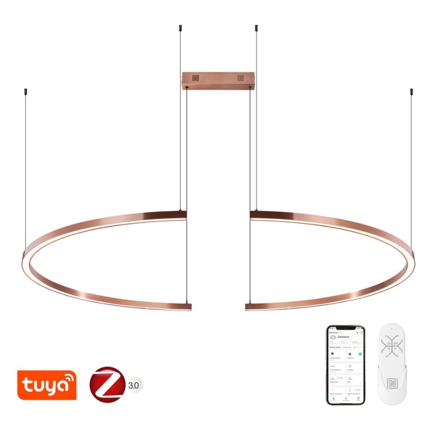 Immax NEO 07328L - Dimeriuojamas LED pakabinamas šviestuvas ant troselio FINO LED/72W/230V 120 cm rožinio aukso Tuya + nuotolinis valdymas