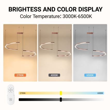 Immax NEO 07328L - Dimeriuojamas LED pakabinamas šviestuvas ant troselio FINO LED/72W/230V 120 cm rožinio aukso Tuya + nuotolinis valdymas