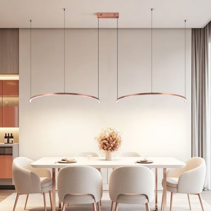 Immax NEO 07328L - Dimeriuojamas LED pakabinamas šviestuvas ant troselio FINO LED/72W/230V 120 cm rožinio aukso Tuya + nuotolinis valdymas
