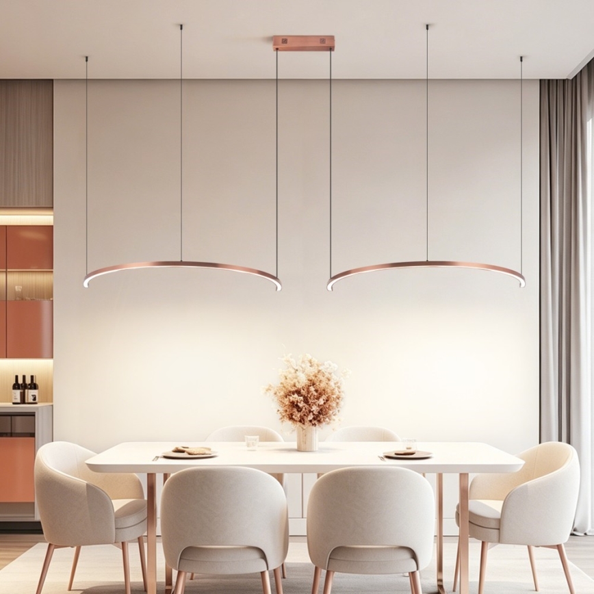 Immax NEO 07328L - Dimeriuojamas LED pakabinamas šviestuvas ant troselio FINO LED/72W/230V 120 cm rožinio aukso Tuya + nuotolinis valdymas