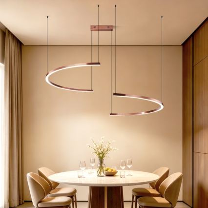 Immax NEO 07328L - Dimeriuojamas LED pakabinamas šviestuvas ant troselio FINO LED/72W/230V 120 cm rožinio aukso Tuya + nuotolinis valdymas