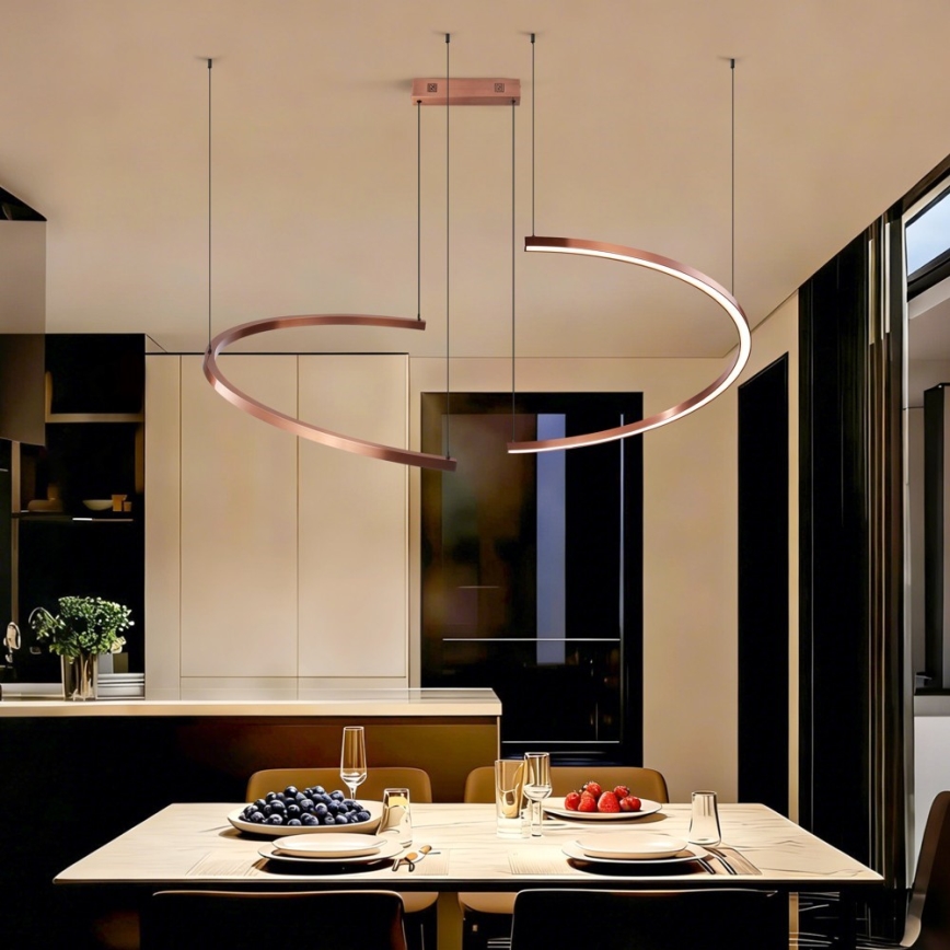 Immax NEO 07328L - Dimeriuojamas LED pakabinamas šviestuvas ant troselio FINO LED/72W/230V 120 cm rožinio aukso Tuya + nuotolinis valdymas