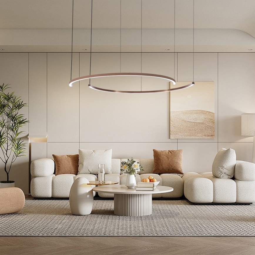 Immax NEO 07328L - Dimeriuojamas LED pakabinamas šviestuvas ant troselio FINO LED/72W/230V 120 cm rožinio aukso Tuya + nuotolinis valdymas