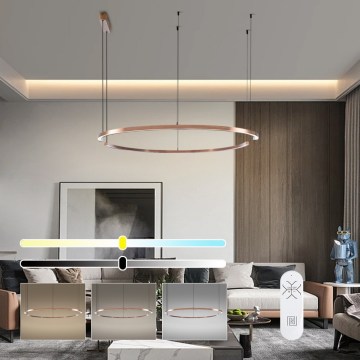 Immax NEO 07328L - Dimeriuojamas LED pakabinamas šviestuvas ant troselio FINO LED/72W/230V 120 cm rožinio aukso Tuya + nuotolinis valdymas