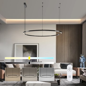 Immax NEO 07329L - dimeriuojama LED liustra ant kabelio FINO, LED/72W/230V, 120 cm, juoda, Tuya + nuotolinis valdymas