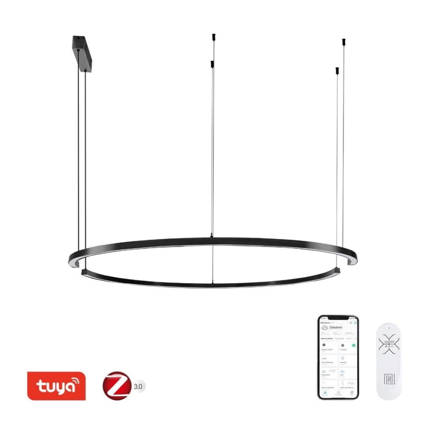 Immax NEO 07329L - dimeriuojama LED liustra ant kabelio FINO, LED/72W/230V, 120 cm, juoda, Tuya + nuotolinis valdymas