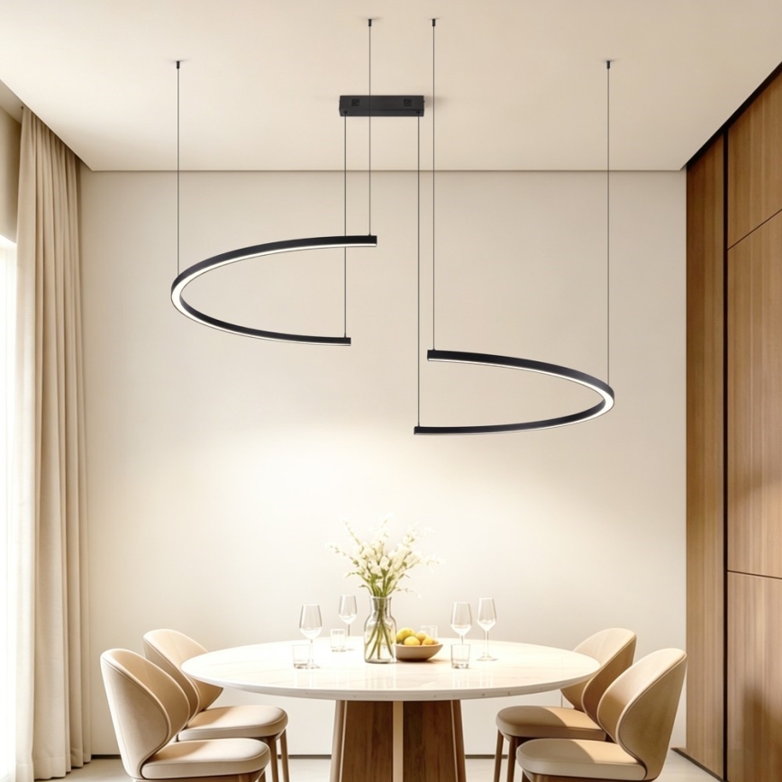 Immax NEO 07329L - dimeriuojama LED liustra ant kabelio FINO, LED/72W/230V, 120 cm, juoda, Tuya + nuotolinis valdymas