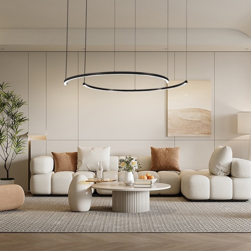 Immax NEO 07329L - dimeriuojama LED liustra ant kabelio FINO, LED/72W/230V, 120 cm, juoda, Tuya + nuotolinis valdymas
