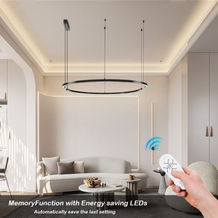 Immax NEO 07329L - dimeriuojama LED liustra ant kabelio FINO, LED/72W/230V, 120 cm, juoda, Tuya + nuotolinis valdymas