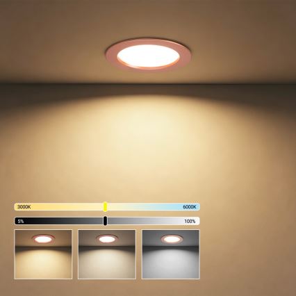 Immax NEO 07330L - LED dimeriuojamas įleidžiamas DOWN šviestuvas LED/12W/230V Wi-Fi Tuya, skersmuo 12 cm, rožinio aukso spalvos