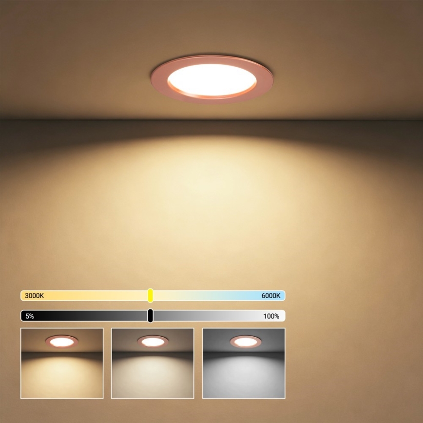Immax NEO 07330L - LED dimeriuojamas įleidžiamas DOWN šviestuvas LED/12W/230V Wi-Fi Tuya, skersmuo 12 cm, rožinio aukso spalvos