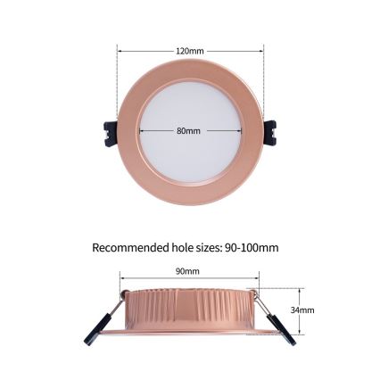 Immax NEO 07330L - LED dimeriuojamas įleidžiamas DOWN šviestuvas LED/12W/230V Wi-Fi Tuya, skersmuo 12 cm, rožinio aukso spalvos