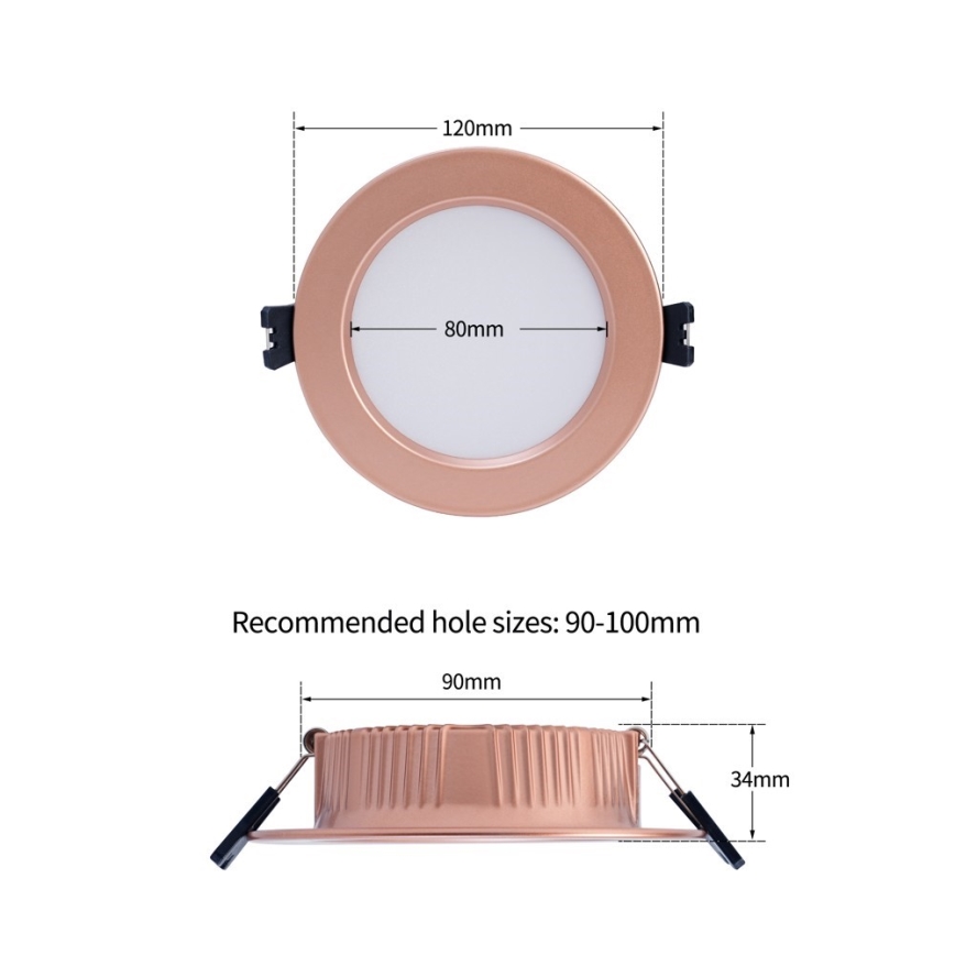 Immax NEO 07330L - LED dimeriuojamas įleidžiamas DOWN šviestuvas LED/12W/230V Wi-Fi Tuya, skersmuo 12 cm, rožinio aukso spalvos