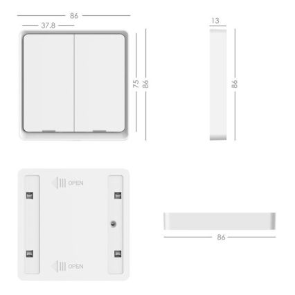 Immax NEO 07507L - Jungiklis su 2-mygtuktais SMART 1xCR2430 Zigbee 3.0 Tuya