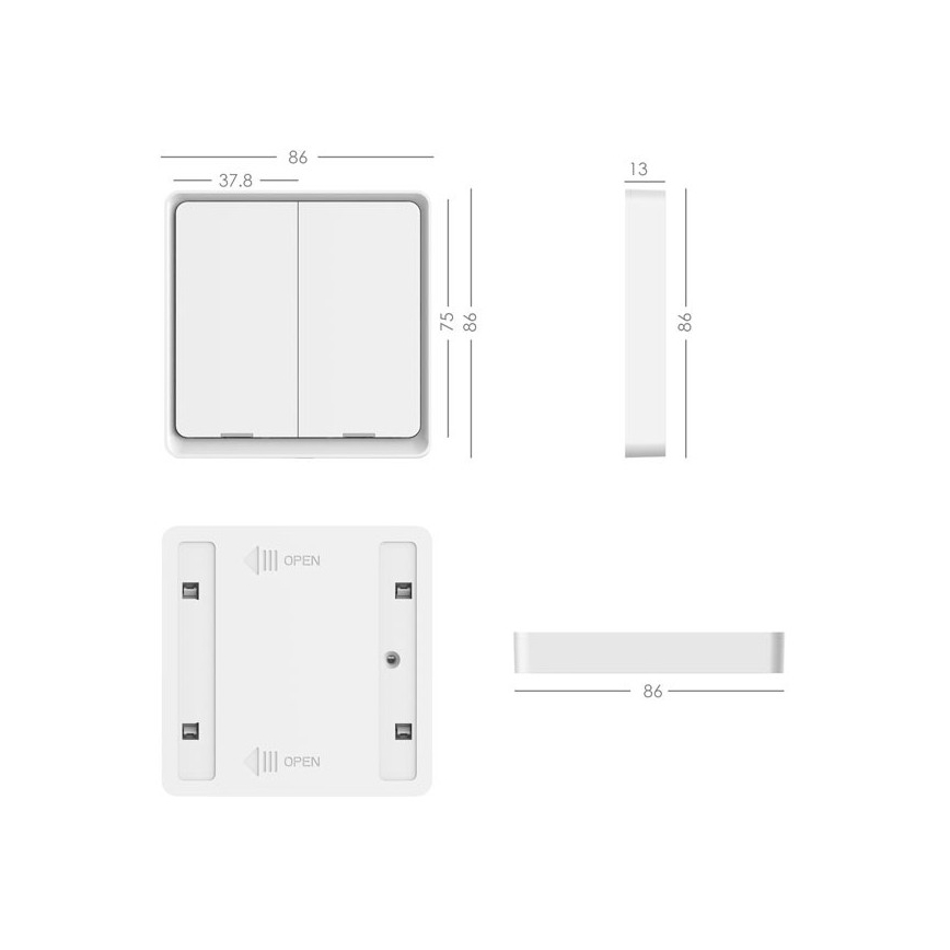 Immax NEO 07507L - Jungiklis su 2-mygtuktais SMART 1xCR2430 Zigbee 3.0 Tuya