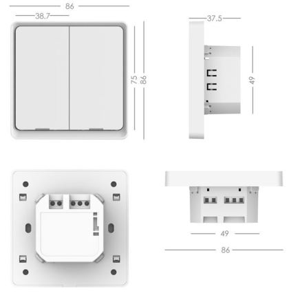 Immax NEO 07513L - 2-mygtukų jungiklis SMART 230V Wi-Fi Tuya