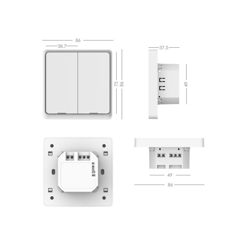 Immax NEO 07513L - 2-mygtukų jungiklis SMART 230V Wi-Fi Tuya