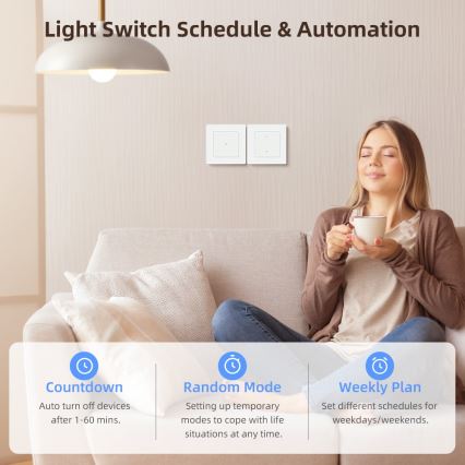 Immax NEO 07538L - Išmanusis vieno mygtuko jungiklis 230 V, Wi‑Fi, Tuya