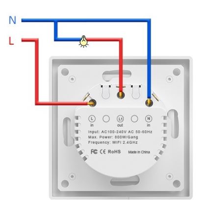 Immax NEO 07538L - Išmanusis vieno mygtuko jungiklis 230 V, Wi‑Fi, Tuya