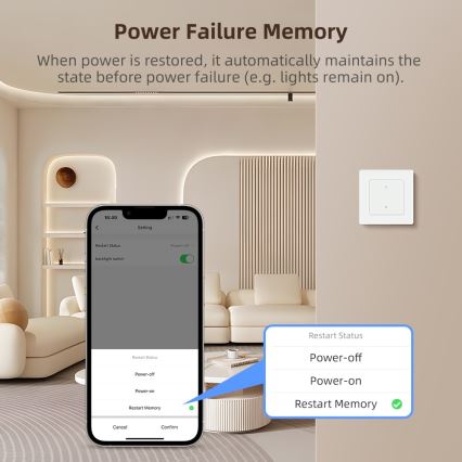 Immax NEO 07539L - dviejų mygtukų išmanusis jungiklis 230V Wi-Fi Tuya