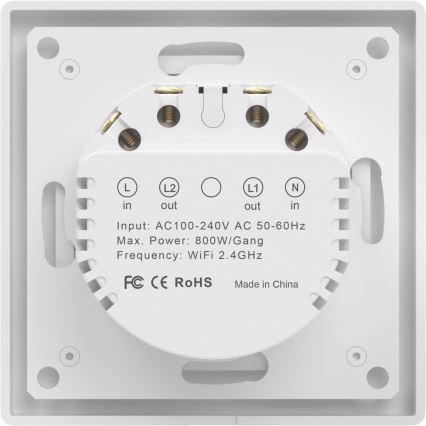 Immax NEO 07539L - dviejų mygtukų išmanusis jungiklis 230V Wi-Fi Tuya