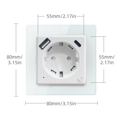 Immax NEO 07552L - Išmanioji F tipo kištukinė rozetė 16A/230V + 1xUSB-A+1xUSB C PD 20W