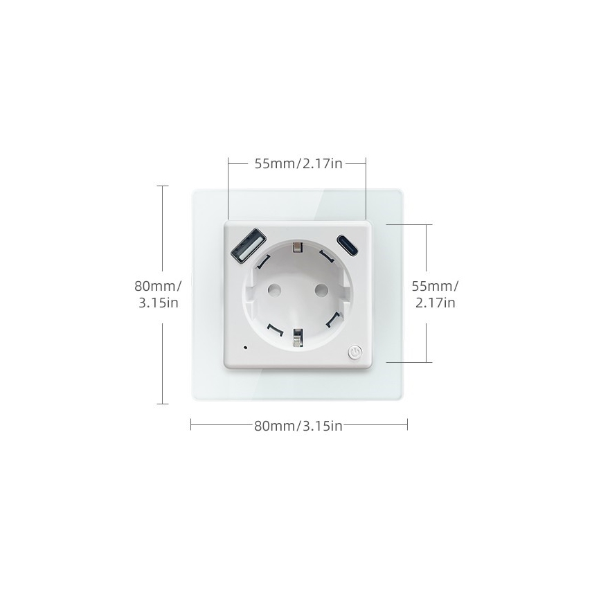 Immax NEO 07552L - Išmanioji F tipo kištukinė rozetė 16A/230V + 1xUSB-A+1xUSB C PD 20W