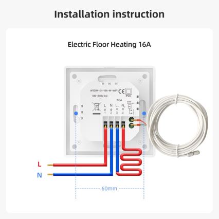 Immax NEO 07555L - Termostatas skirtas elektriniam grindiniam šildymui SMART 230V/16A