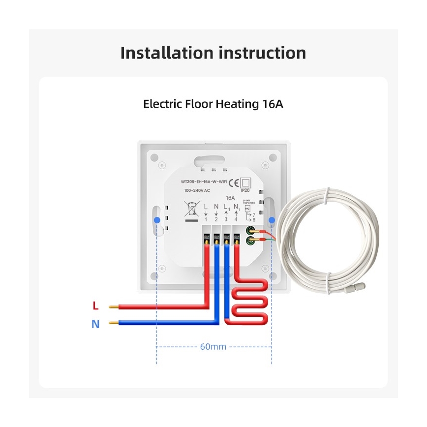 Immax NEO 07555L - Termostatas skirtas elektriniam grindiniam šildymui SMART 230V/16A