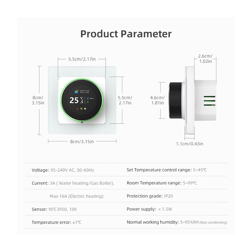 Immax NEO 07555L - Termostatas skirtas elektriniam grindiniam šildymui SMART 230V/16A