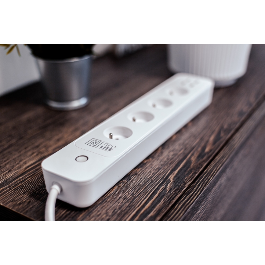 Immax NEO 07707L - Išmanusis pratęsimo laidas NEO LITE 4 lizdai + 4 USB Wi-Fi Tuya 1,5 m