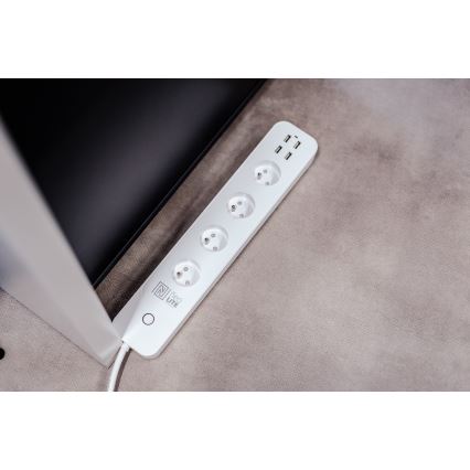 Immax NEO 07707L - Išmanusis pratęsimo laidas NEO LITE 4 lizdai + 4 USB Wi-Fi Tuya 1,5 m