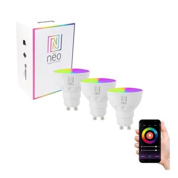 Immax NEO 07724C - KOMPLEKTAS 3x LED RGB+CCT Pritemdoma elektros lemputė GU10/4,8W/230V 2700K Wi-Fi Tuya