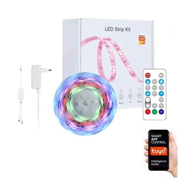 Immax NEO 07734L - LED RGB Reguliuojama skaitmeninė juostelė NEO LITE LED/18W/230V 5m MUSIC IP65 Wi-Fi Tuya + remote control