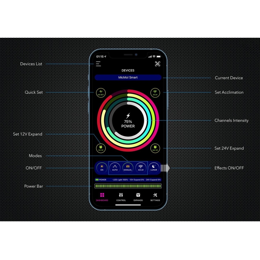 Immax NEO 07742L - LED WRGB Akvariumo apšvietimas NEO LITE LED/90W/24V Wi-Fi Tuya