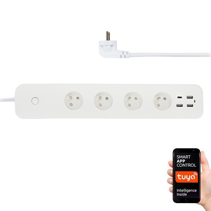 Immax NEO 07771L- Prailginimo laidas NEO LITE Smart 4AC+3xUSB+1xUSB C Wi-Fi Tuya