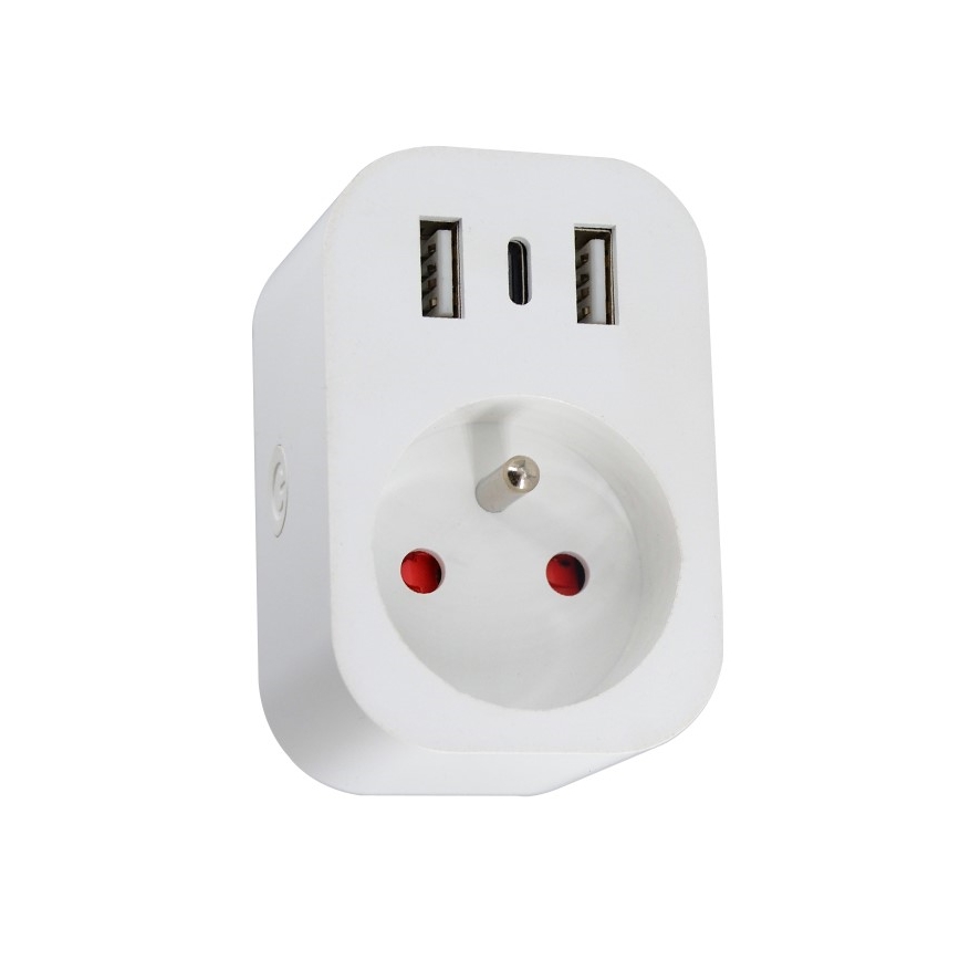 Immax NEO 07772L - Išmanus kištukas splitter 16A/230V + 2xUSB+1xUSB C Wi-Fi Tuya