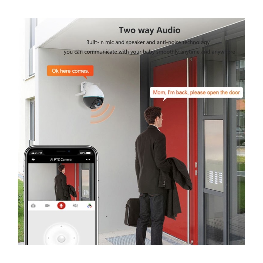 Immax NEO 07782L - Išmani lauko kamera su jutikliu BALL 355° P/T 4MP IP65 Wi-Fi Tuya