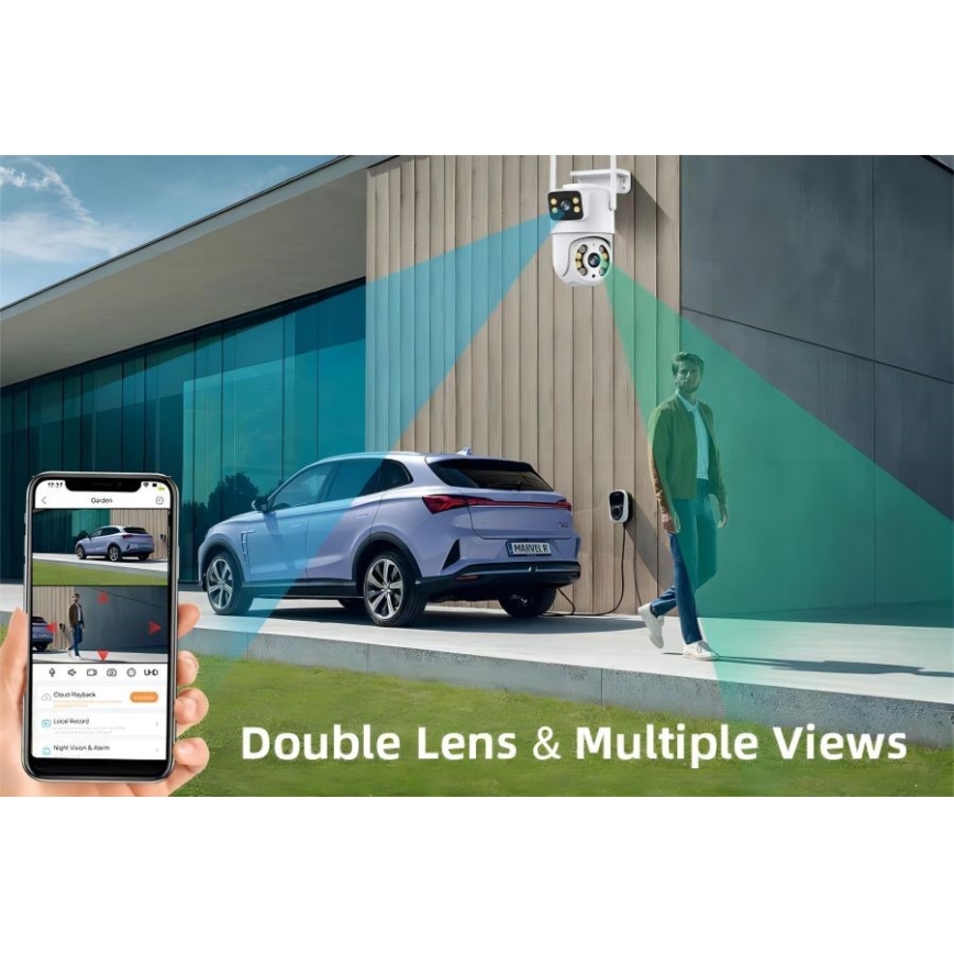 Immax NEO 07783L - Išmani lauko kamera su jutikliu DOUBLE 355° P/T 2x2MP IP65 Wi-Fi Tuya