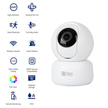 Immax NEO 07795L – Išmanioji patalpų kamera su jutikliu 4MP 5V Wi-Fi Tuya